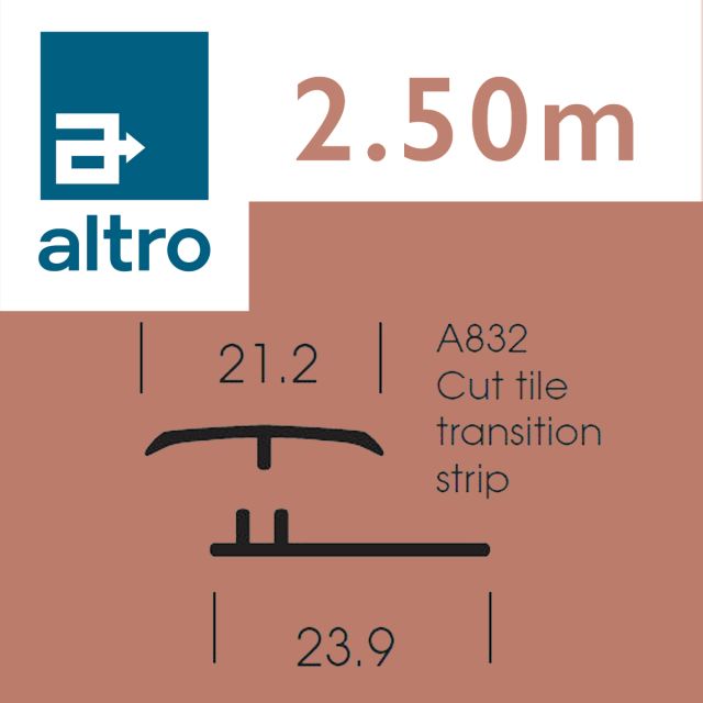 Altro Whiterock Satins Cut Tile Transition Strip - 224 Clay - 2.5m