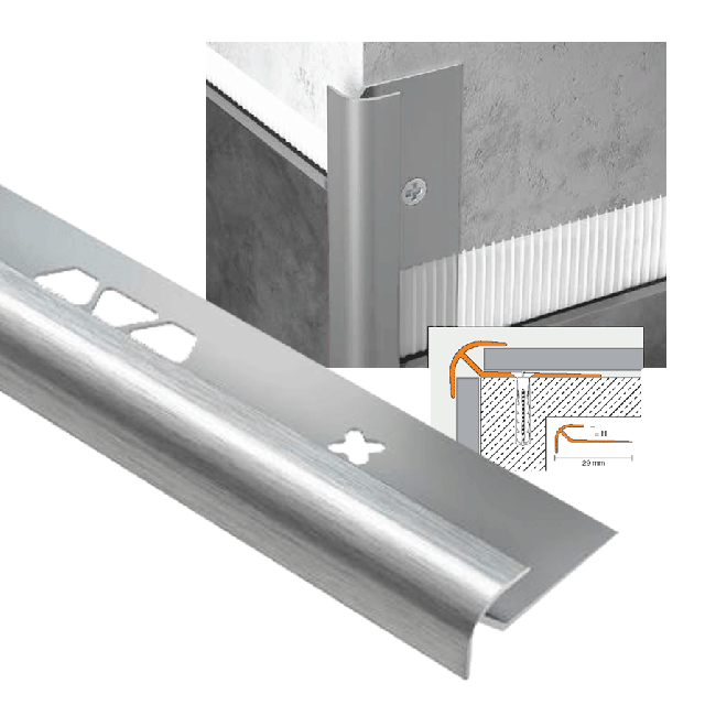Altro Tegulis Anodised Aluminium Brushed Chrome External Corner - 2.5m
